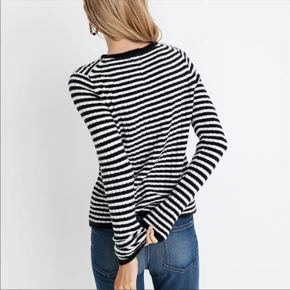 Madewell Black/White Striped Colette Leamore Wool/Alpaca Blend Sweater - Picture 3 of 11